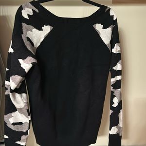 Black sweater with camo sleeves